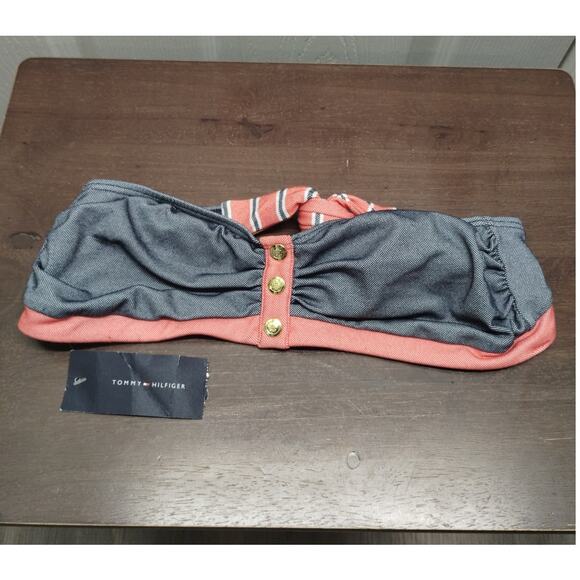 Tommy Hilfiger NWT Size Small Core Navy Bandeau Swimsuit Strapless Bikini Top - Picture 1 of 5